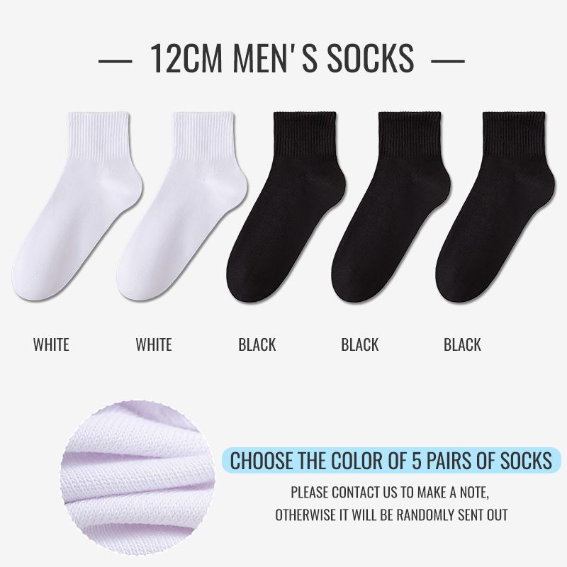 Thumbnail: MiiOW 100% Pure Cotton Socks Men Business Dress White Black Long Sock Deodorant 