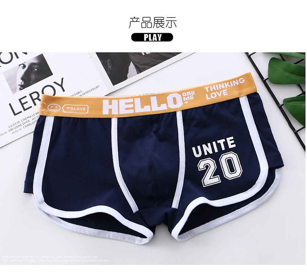 Thumbnail: 3PCS/Pack 100% Cotton Underpants Men Comfortable Big U Type Crotch Breathable Me