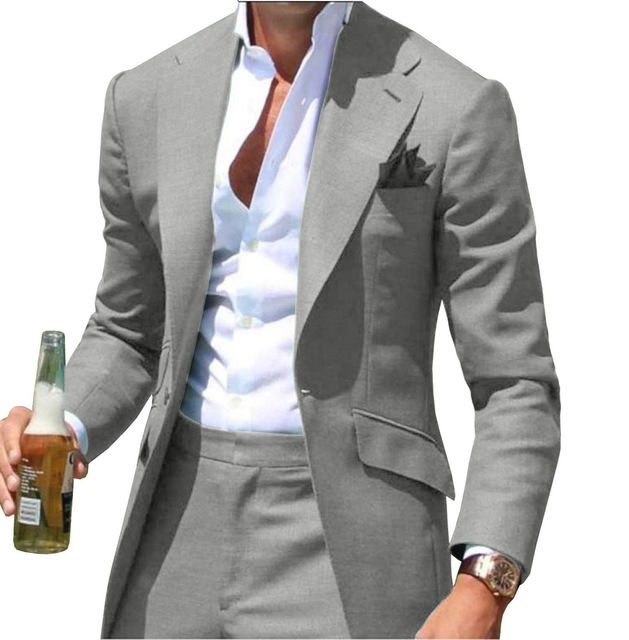 Thumbnail: Costumes Pour Hommes Peak Collar Men Suits Notched Green Slim Fit Blazers Jacket