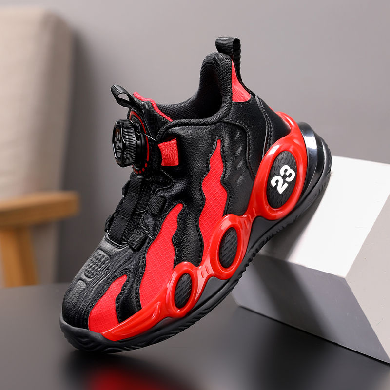 Thumbnail: Fashion Basketball Shoes for Kids High-top PU Leather Sports Shoes Children Casu