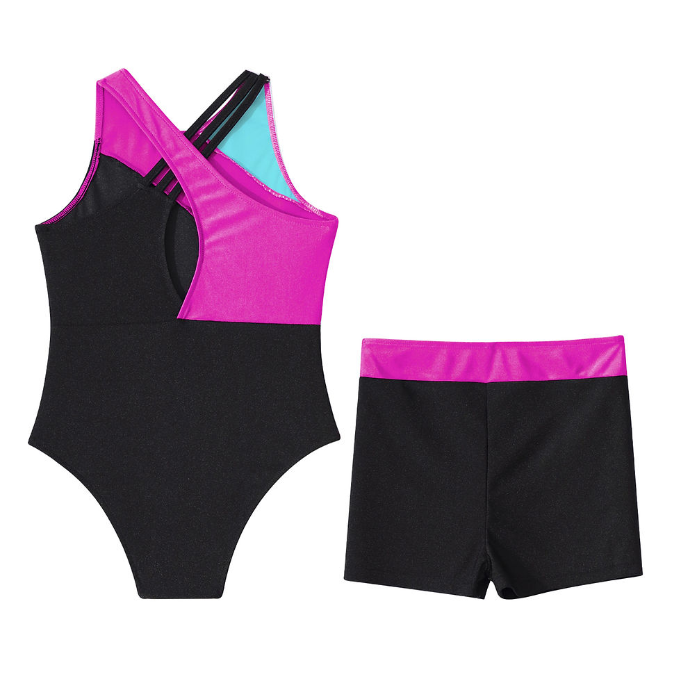 Thumbnail: Kids Girls Gymnastics Jumpsuit Sleeveless Skating Leotards with Shorts Dance Clo