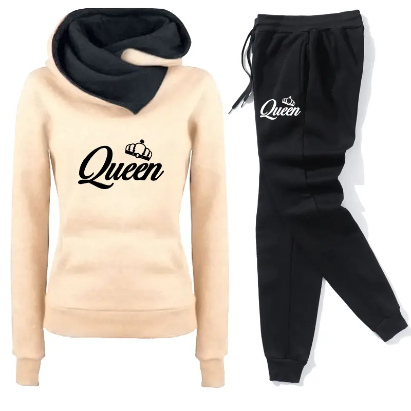 Thumbnail: Autumn Winter Popular Womens Tracksuit Warm Hooded Sweatshirts+Jogging Pants 2 P