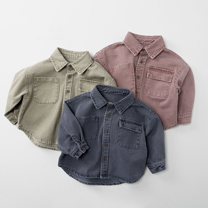 Thumbnail: 1-7 Y Kids Clothes Autumn New Boys Shirts Korean Style Full Length Boys Blouse  