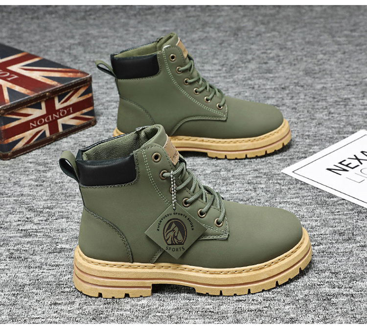 Thumbnail: High Top Boots Men's Leather Shoes Fashion Motorcycle Ankle Boots for Men Winter