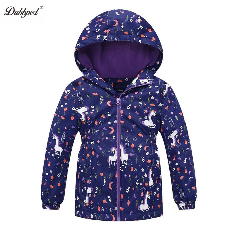 Thumbnail: Dubbped Kids Girls unicorn Purple Rain Jacket Waterproof Coat Lightweight Hooded