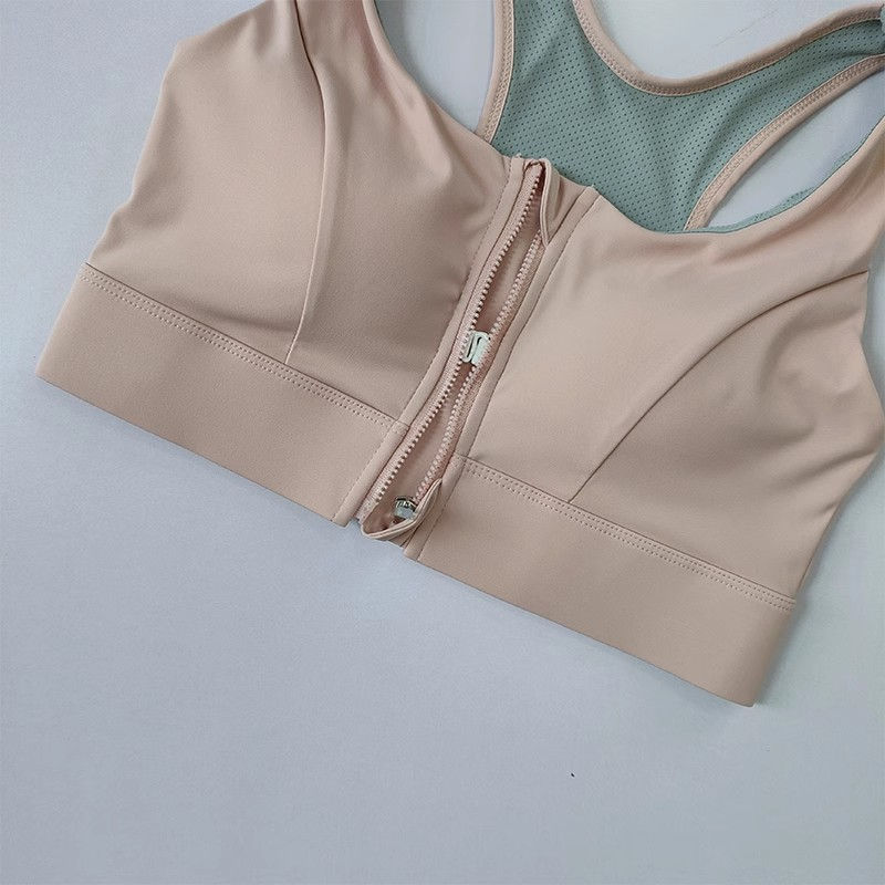 Thumbnail: Front Zipper Sports Bra Shock-proof Sports Underwear High Impact Yoga Bra Quick 