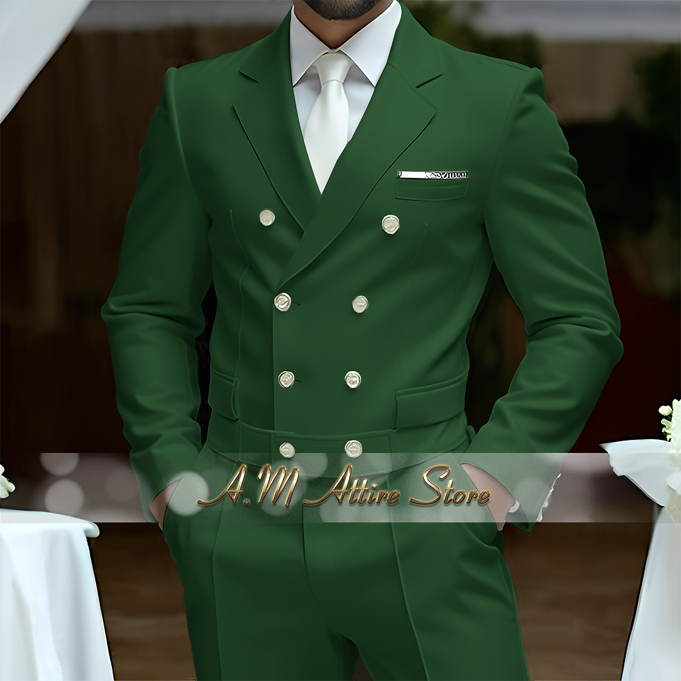 Thumbnail: Matching Design Men's Clothing White Luxury Suit 2pcs Double-breasted Blazer Pan