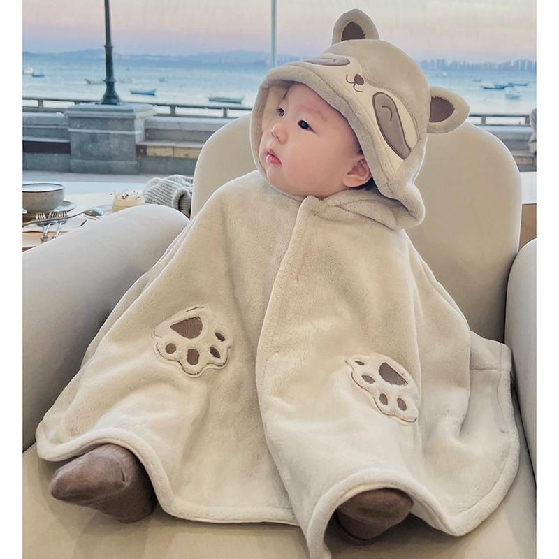 Thumbnail: Winter Baby Hooded Cloak Windproof Thicken Outerwear for Boys Girls Newborn Infa