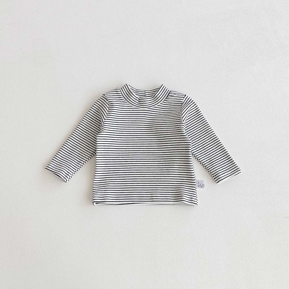 Thumbnail: Children's autumn and winter striped semi-high collar long sleeve base shirt, ma
