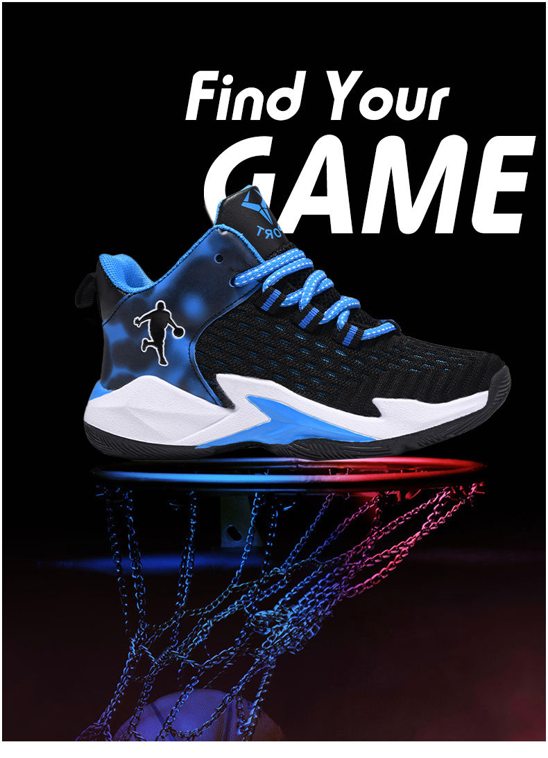 Thumbnail: Boys Brand Mesh Basketball Shoes 8 Kids Sneakers Thick Sole Non-slip Children Sp