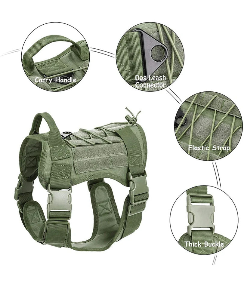 Thumbnail: Tactical Dog Harness Military Training  Padded Quick Release Vest Pet Training D