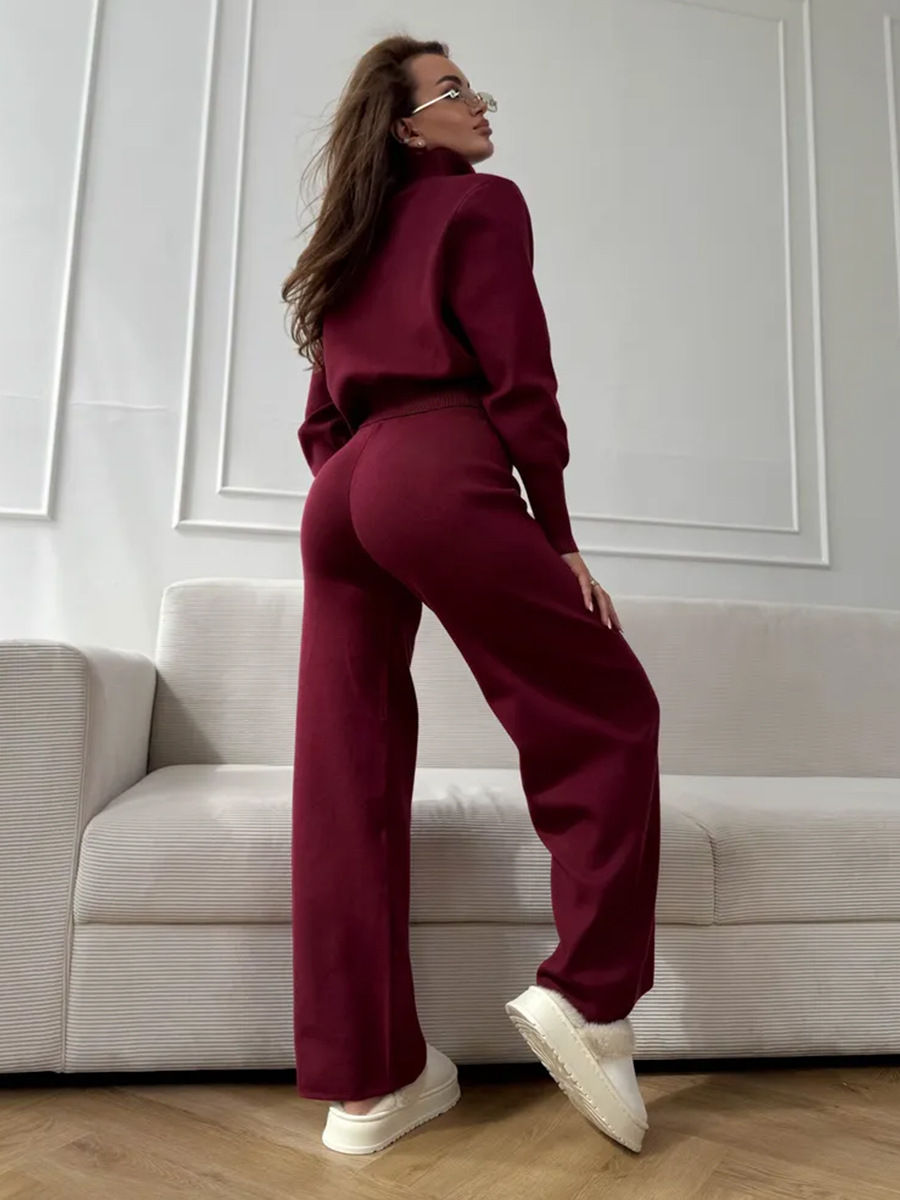 Thumbnail: Wolfeel  New Autumn Winter Zip Up Knit Pants Set Women's Trendy Slim Fit Cardiga