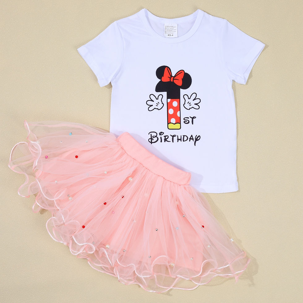 Thumbnail: First Birthday Baby Girl White T-shirt Pearl Tutu Skirt Princess 1st Birthday Ou