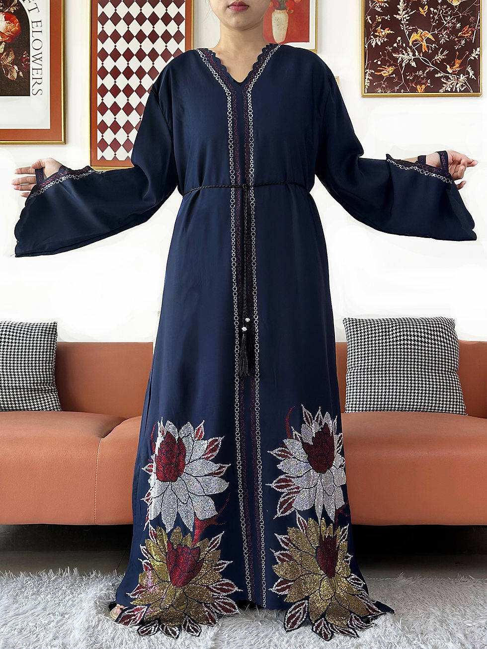 Thumbnail: New 2026 Muslim Party Dress Chiffon Diamond Long Sleeve Casual Clothing African 