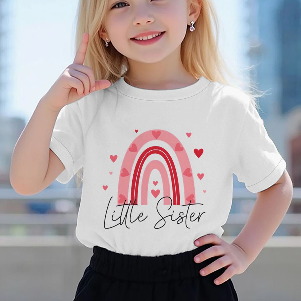 Thumbnail: Big Sister Little Sister Rainbow Matching Kids T-Shirts Pink Heart Rainbow Graph