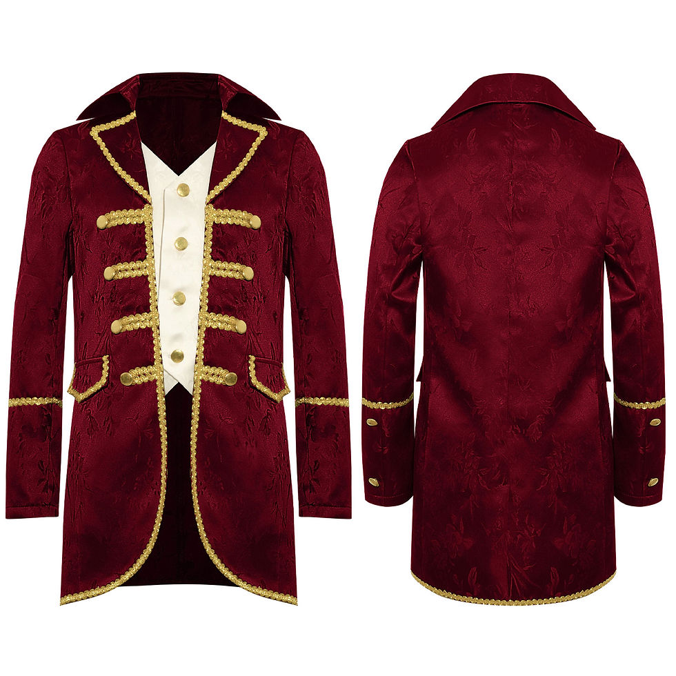 Thumbnail: Boys Medieval Victorian Tailcoat Steampunk Gothic Uniform Long Sleeves Gold Trim