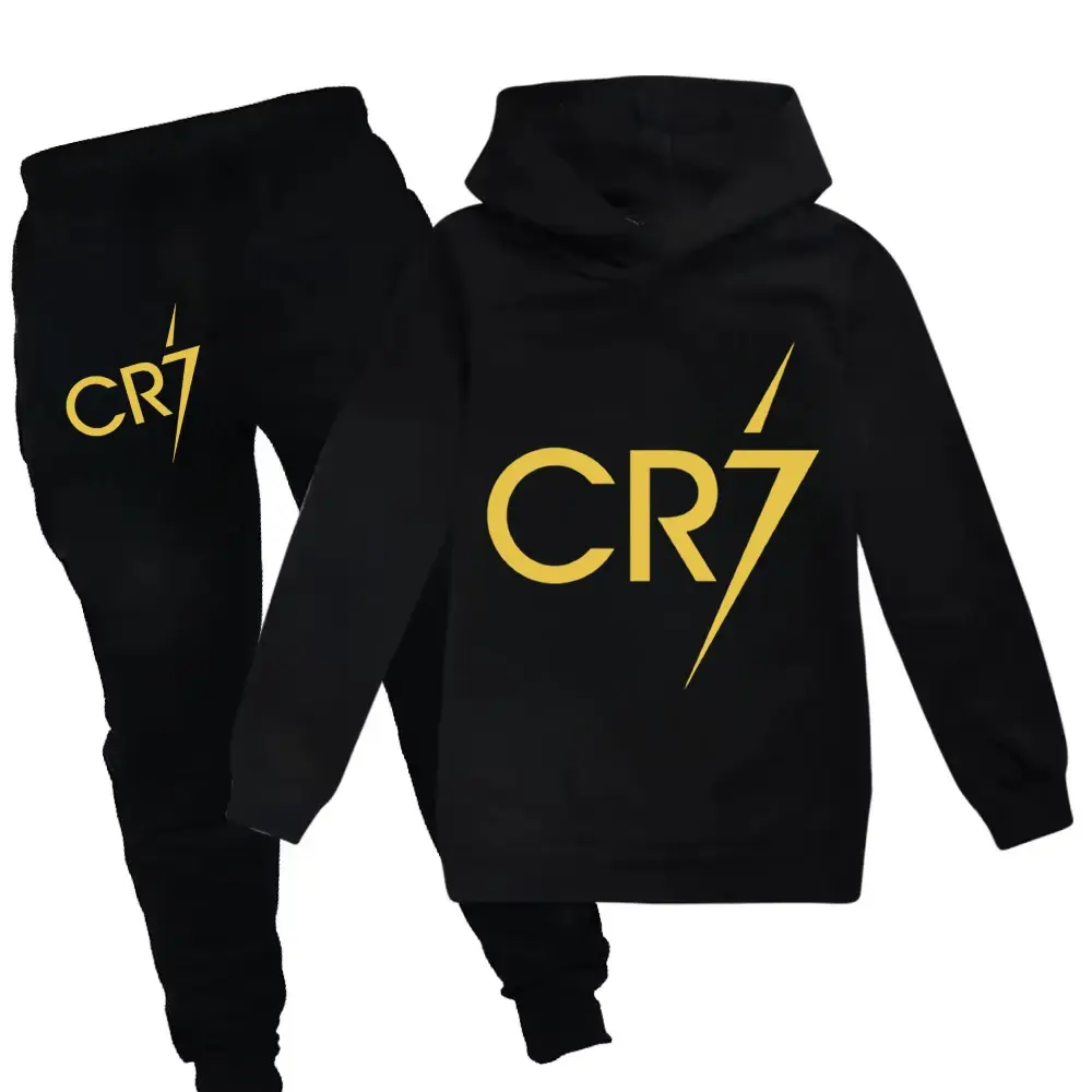Football CR7 Fleece Hooded Children's Set Casual Hoodie+Pants Suit 2 Piece Set S