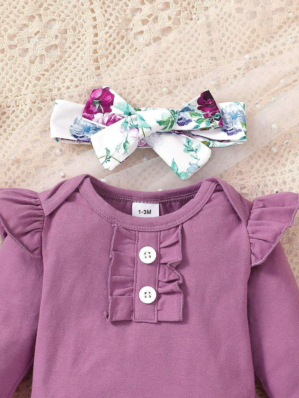 Thumbnail: 0-24 Months Newborn Baby Girl 3PCS Clothes Set Long Sleeve Romper+Flower Strap P