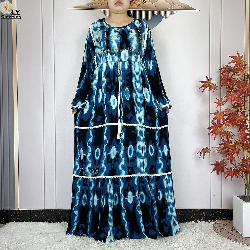 Thumbnail: 2026 New Women Elegant Dress Printed Pure Cotton Loose African Abaya Dubai Casua