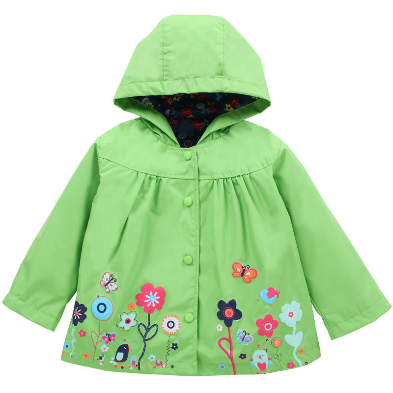 Thumbnail: Toddler Girls Boys Flower Print Raincoat Kids Clothing Windproof Outerwear Child