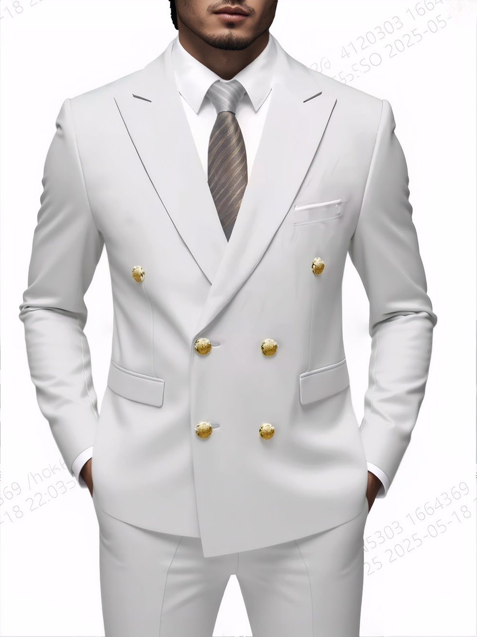 Thumbnail: Men Double Breasted Suit Black Slim Fit High Quality Wedding Costume Party Prom 