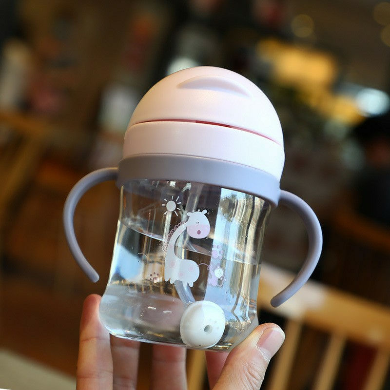 Thumbnail: 250ml Baby Feeding Cup with Straw Children Learn Feeding Drinking Bottle Kids Tr