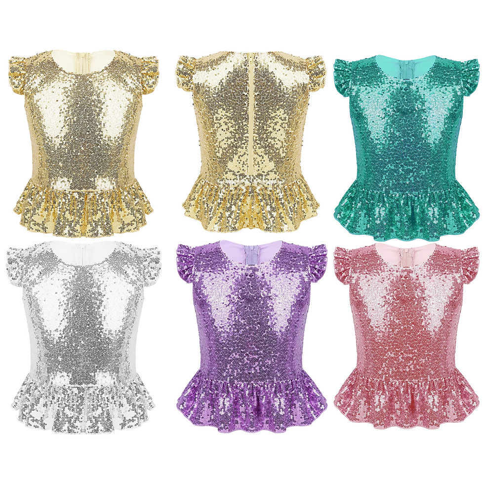 Thumbnail: Kids Girls Mermaid Costume Top Girls Sleeveless Sequins Glittering Shirt T-Shirt