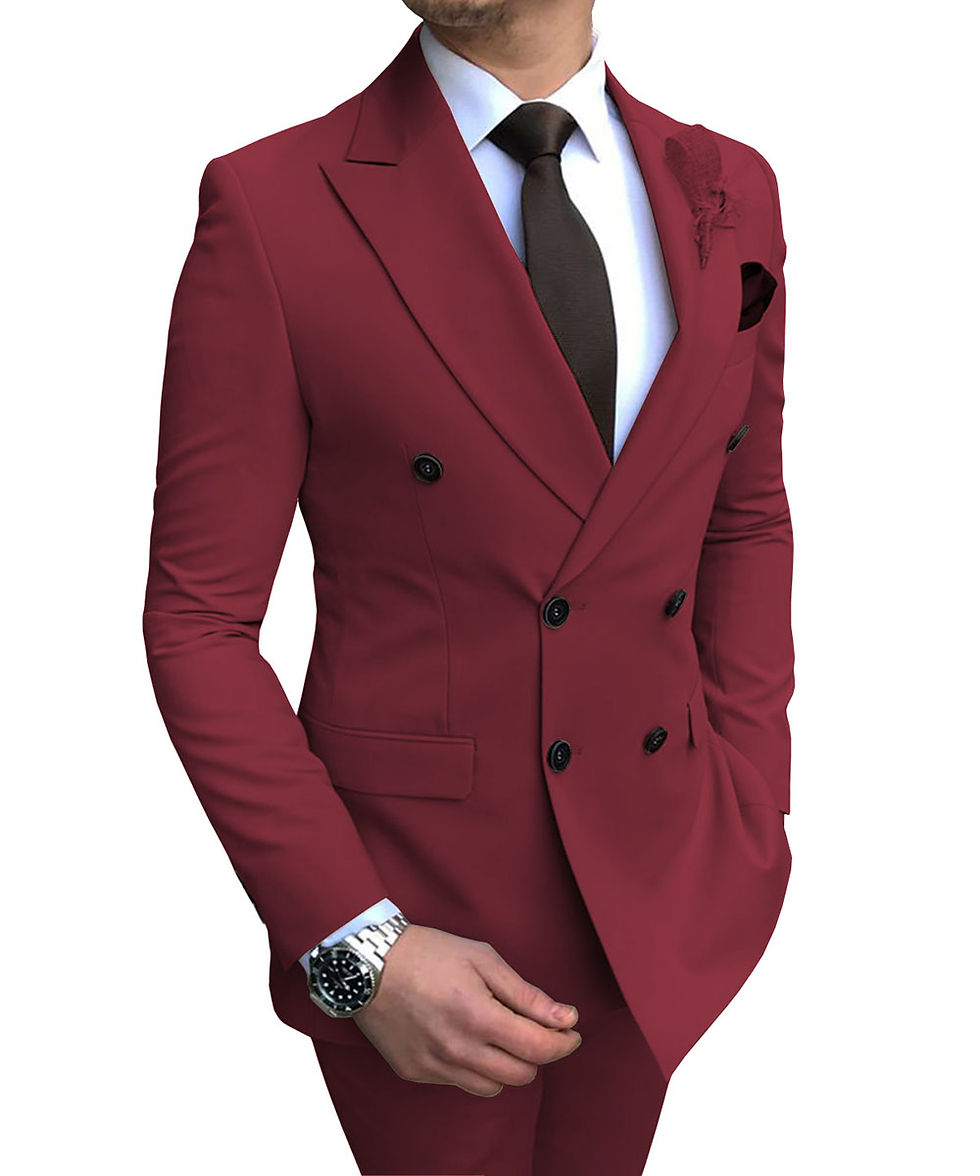 Thumbnail: 2024 New Beige Men's Suit 2 Pieces Double Breasted Notch Lapel Flat Slim Fit Cas