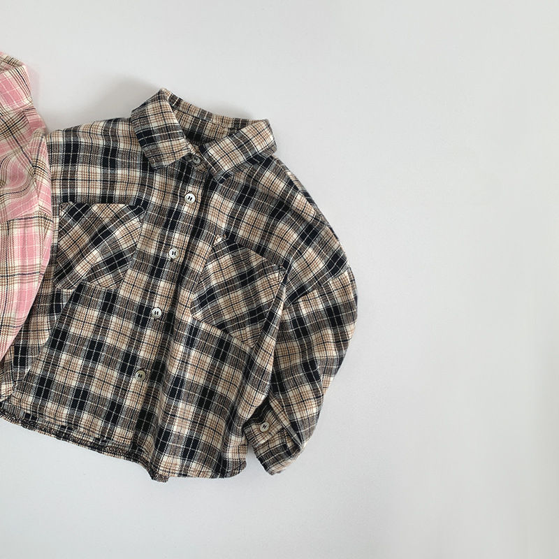 Thumbnail: Spring and Autumn Boys' Checkered Shirt Korean Edition Loose Casual Long Sleeve 