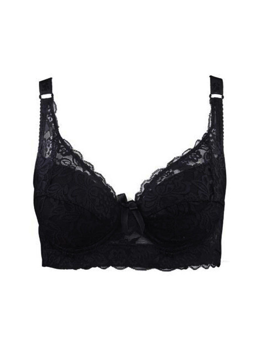 Thumbnail: Hot Full cup thin underwear small bra plus size wireless adjustable lace Women's