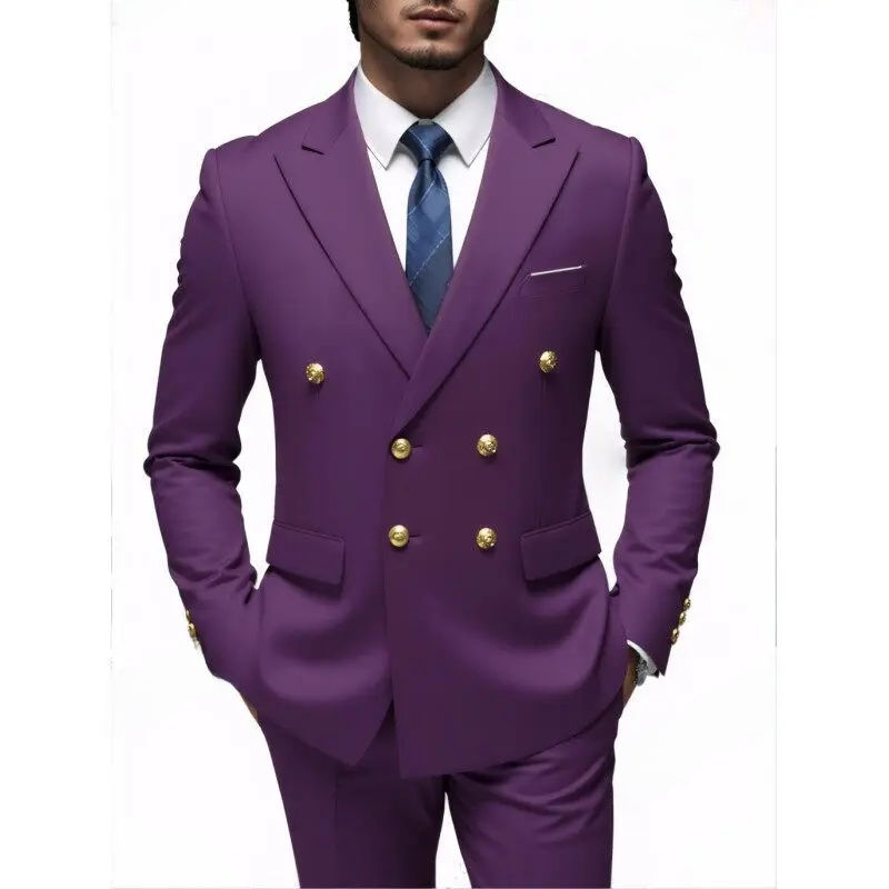 Thumbnail: Casual Double-Breasted Men's Suit Business Formal Single Jacket Coat European Si