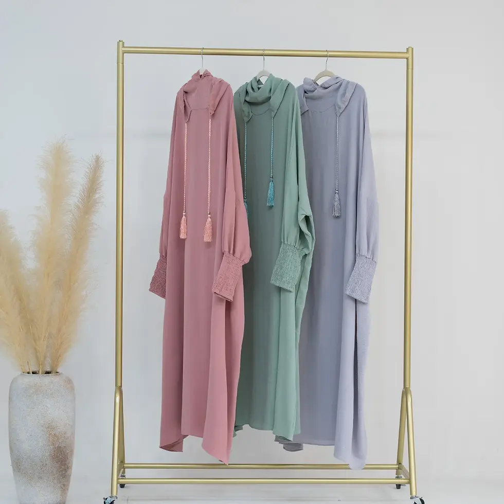 Thumbnail: 2024 Clothes for Muslim Women Fashion Summer Autumn Muslim Long Sleeve Solid Col