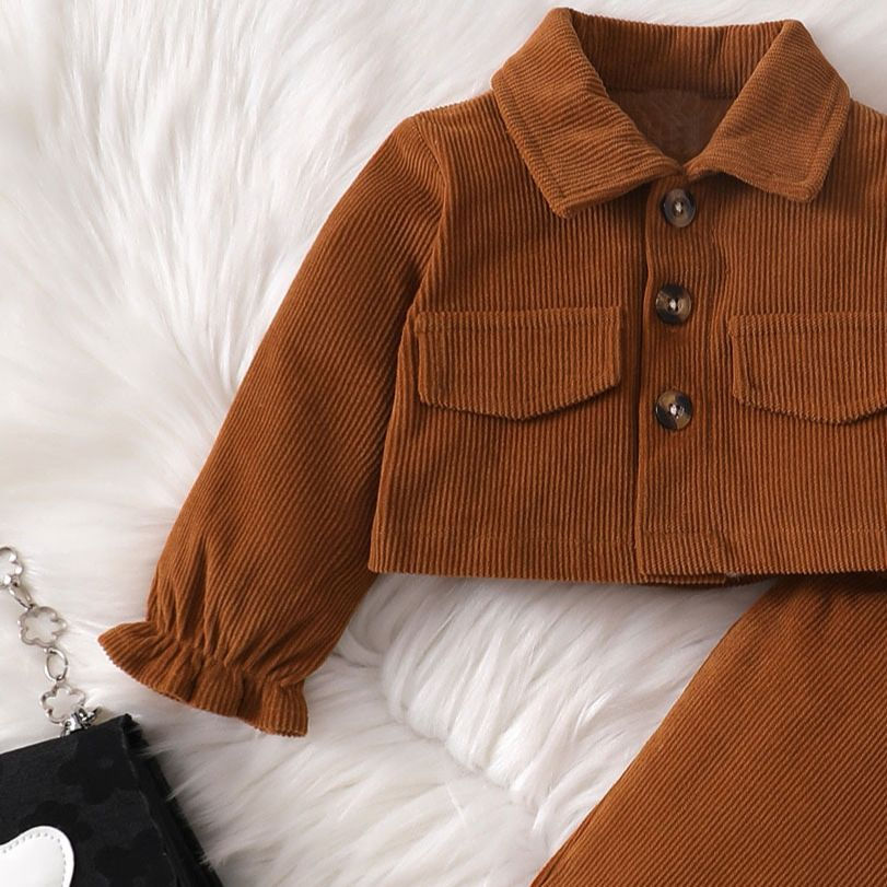 Thumbnail: 0-2-year-old newborn baby girls autumn and winter brown long-sleeved cardigan la