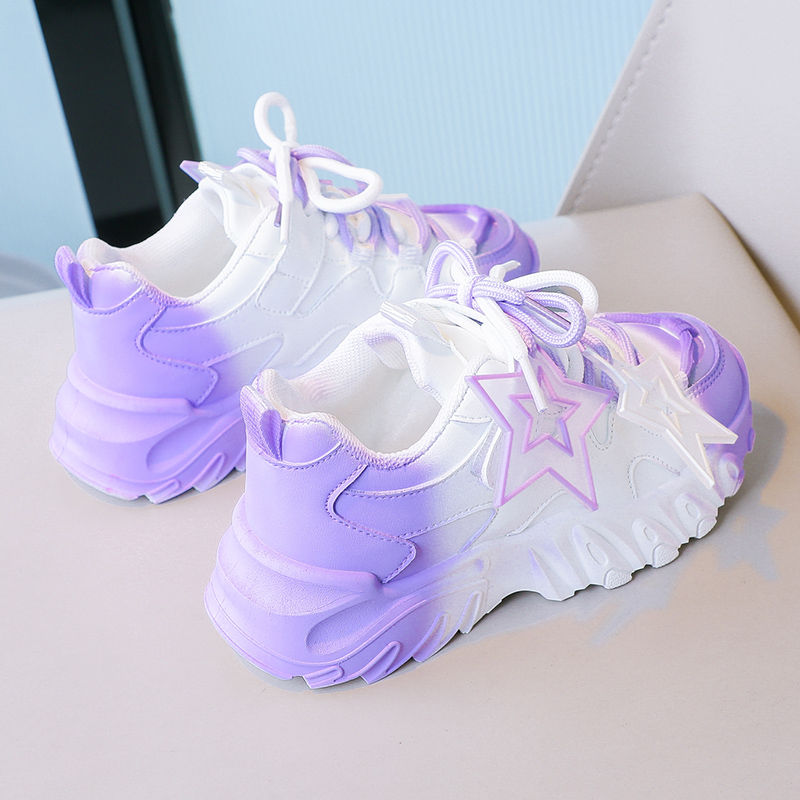 Thumbnail: Breathable Gradient Color Kids Sports Shoes, Breathable Chunky Sneakers for Girl