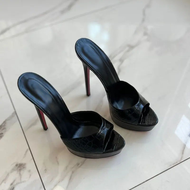 Thumbnail: Summer Women's Pointed Toe Open Toed High-heeled Shoes, Cool Slippers, Fashionab