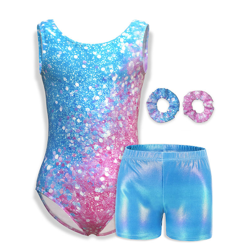 Thumbnail: Gymnastics Leotards for Girls Glitter Fashion Print SleevelessTank Biketards Act