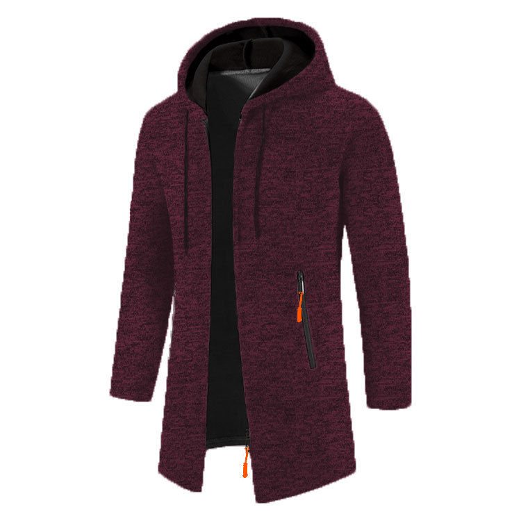 Thumbnail: Spring Autumn Men's Hooded Long Jackets Solid Kintting Cardigan Outwear Casual M