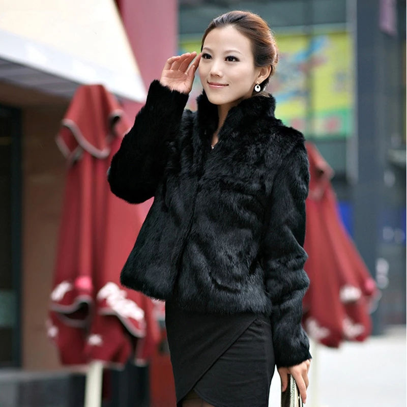 Thumbnail: 2026 New Autumn Winter Real Genuine Rabbit Fur Coat Women Full Pelt Real Rabbit 