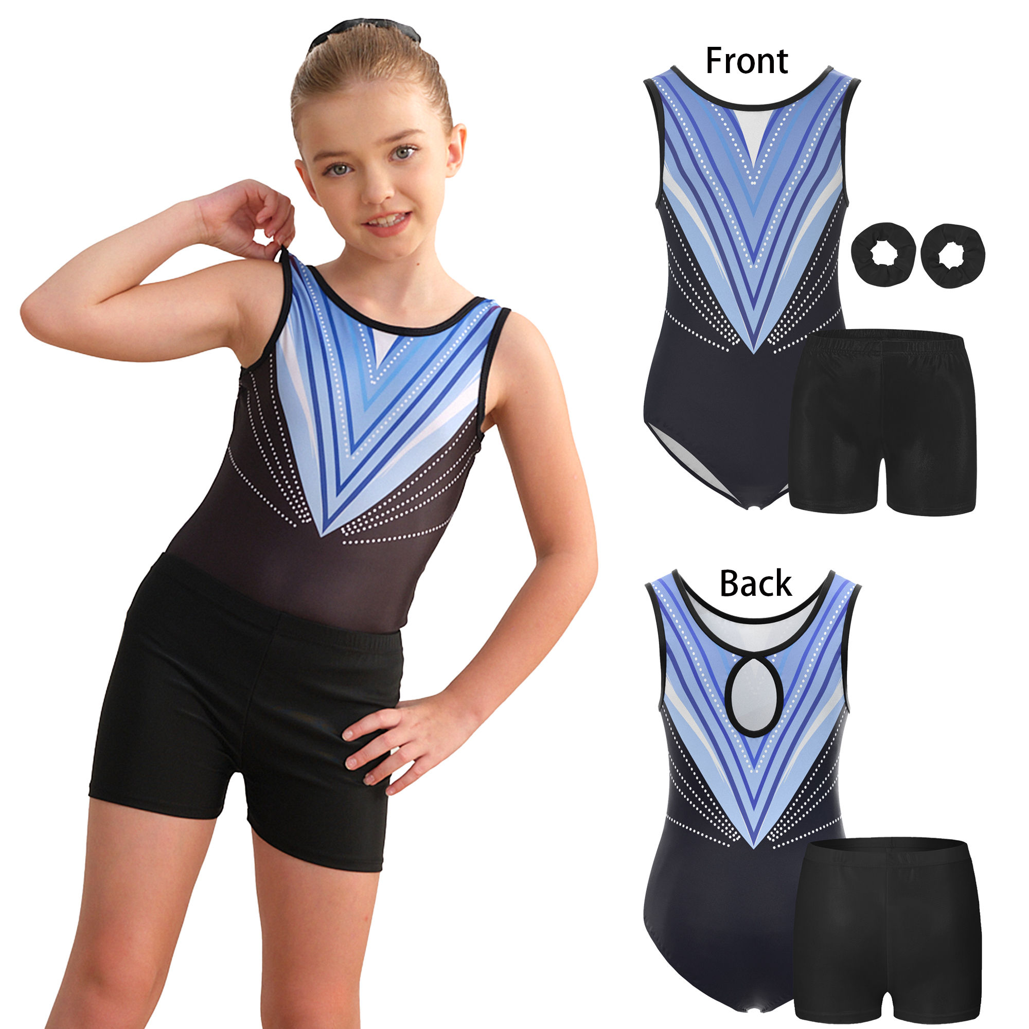 4 Piece Gymnastics Leotards for Girls Sleeveless Athletic Biketard Kids Water-dr