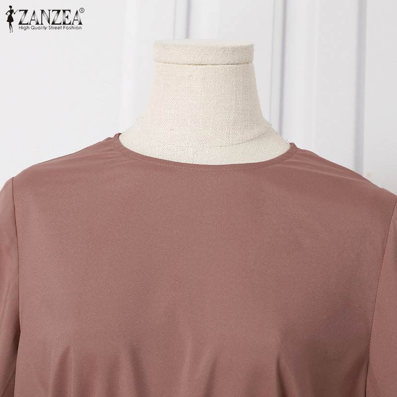 Thumbnail: ZANZEA Muslim Women Matching Sets Long Sleeve Solid Color Tops And Loose Pant Su