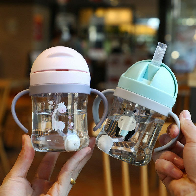 Thumbnail: 250ml Baby Feeding Cup with Straw Children Learn Feeding Drinking Bottle Kids Tr