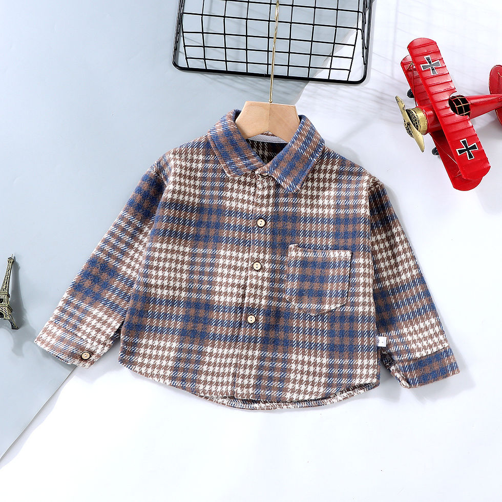 Thumbnail: Kid's Long Sleeve Shirts 2-7Y Autumn Boys Vintage Plaid Shirt Girls Casual Turn 