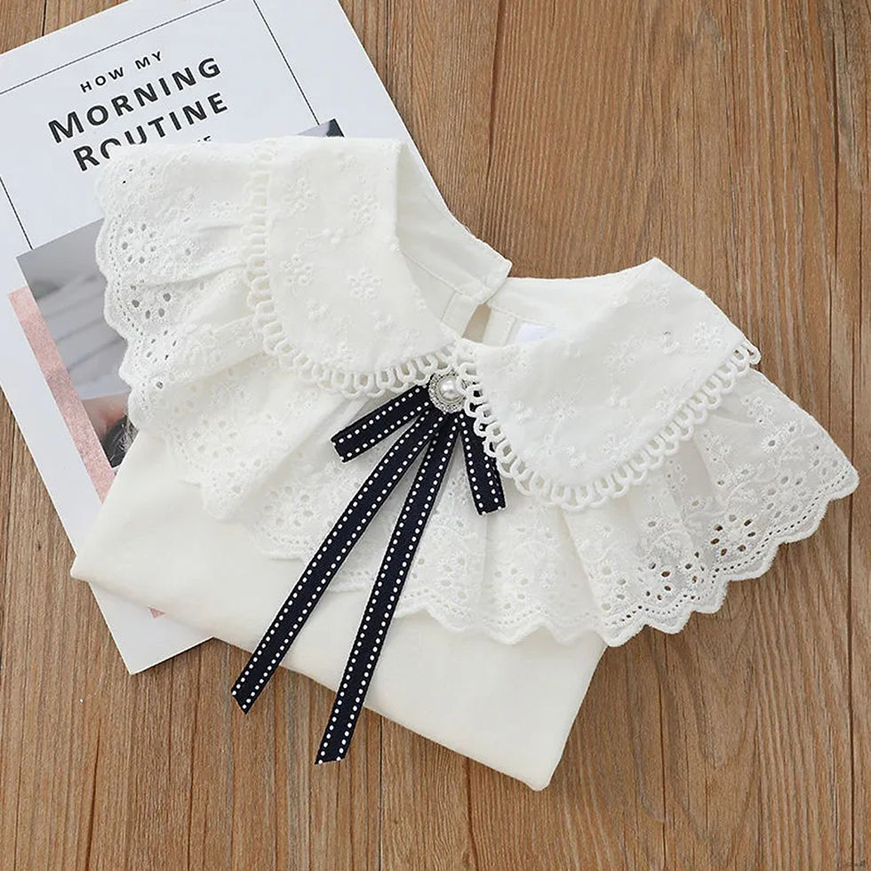 Thumbnail: Bear Leader Girls' Shirt 2025 Autumn New Girls' White Long Sleeve Lace Pearl Bow