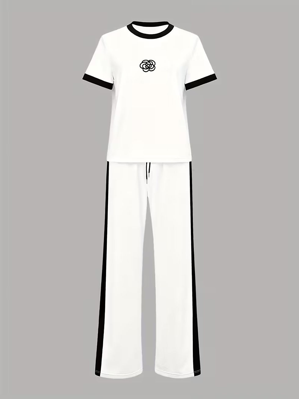 Thumbnail: Personalized Prints, Contrasting Color Designs, Women's Suits, Short-Sleeved Top
