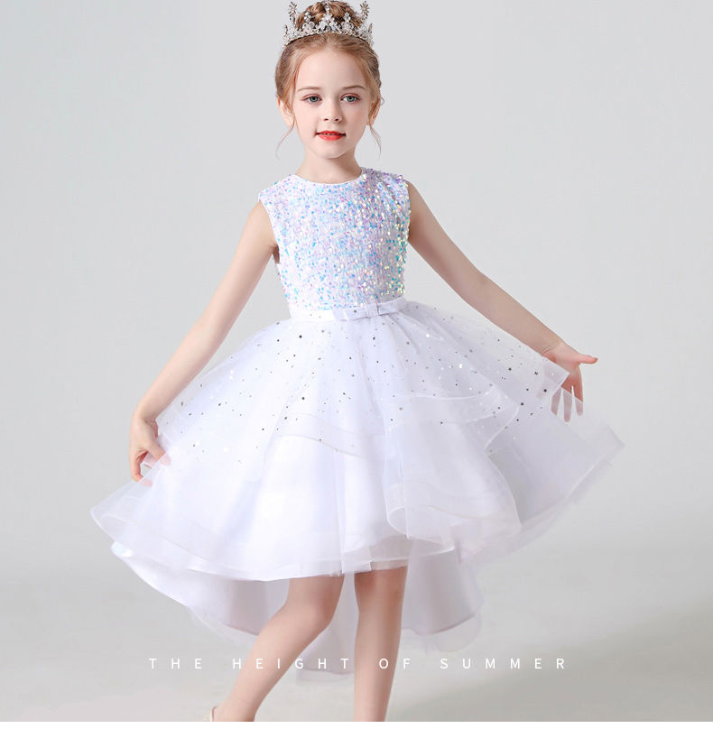Thumbnail: 2023 Hot style Summer Sequin Lace Tuxedo Wedding Dress for girls 3-13 years old 
