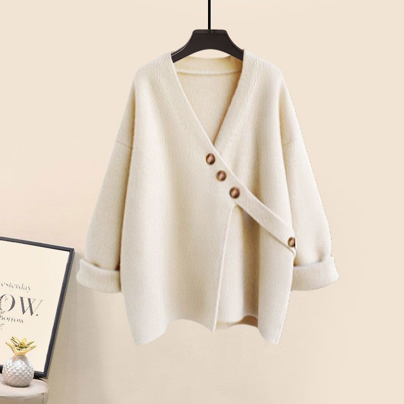 Thumbnail: Women's Spring Autumn New Casual Matching Set Korean Elegant Irregular Knit Swea
