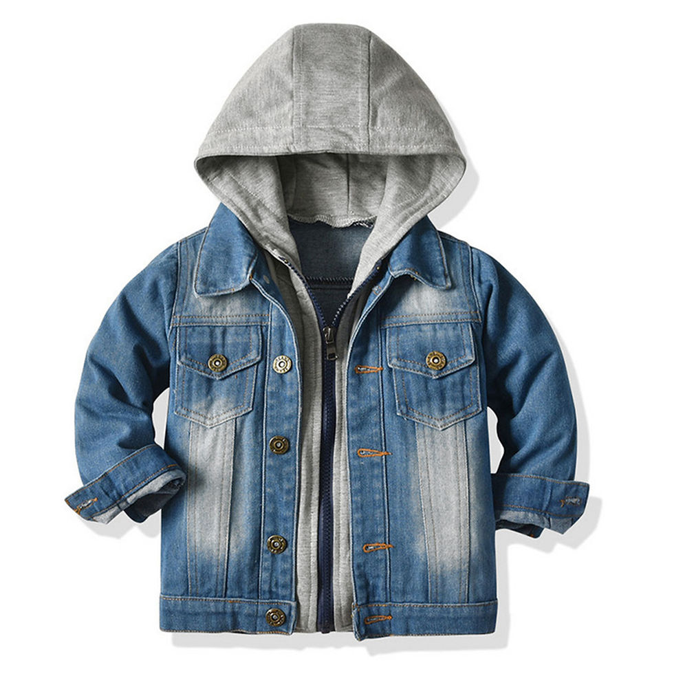 Thumbnail: Boys Jean Coat,Hoodie Casual Denim Jacket,Zipper Button Kids Cowboy Windbreaker 