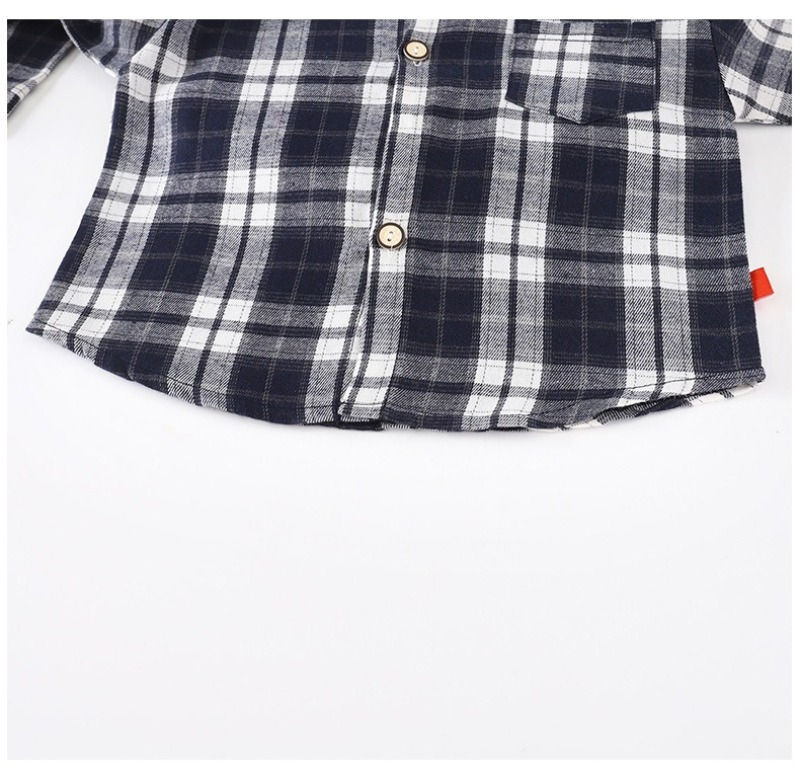Thumbnail: 2-10Y Boys Girls Classic Plaid Long Sleeved Shirts Korean Style Checked Tops Bre
