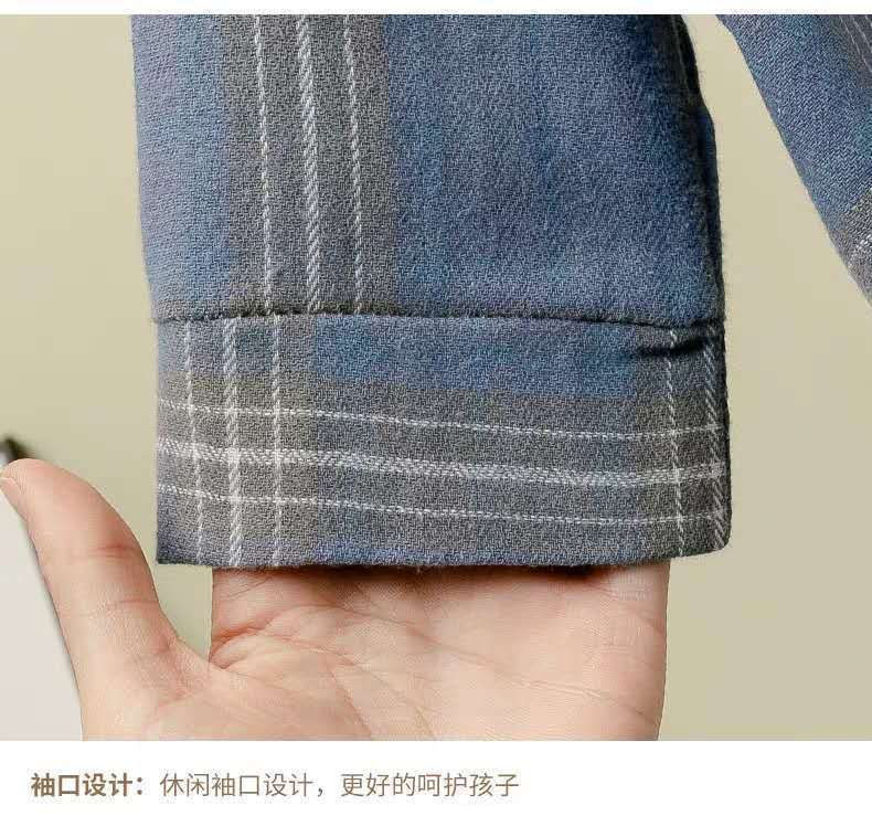 Thumbnail: Boys Spring Autumn Casual Letter Print Cotton Plaid Trendy Long Sleeved Shirts 2
