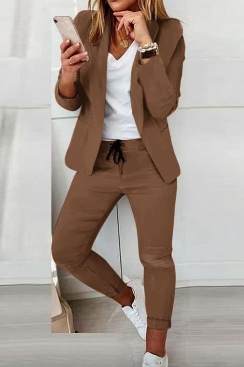 Thumbnail: Women's Monochrome Casual Business Suit Temperament Commuting Pants Drawstring E
